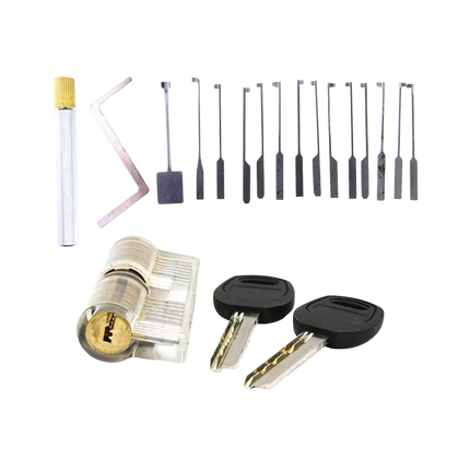 Goso 17-teiliges Dimple-Lockpick-Set – Inklusive transparentem Übungsschloss (Anfänger)