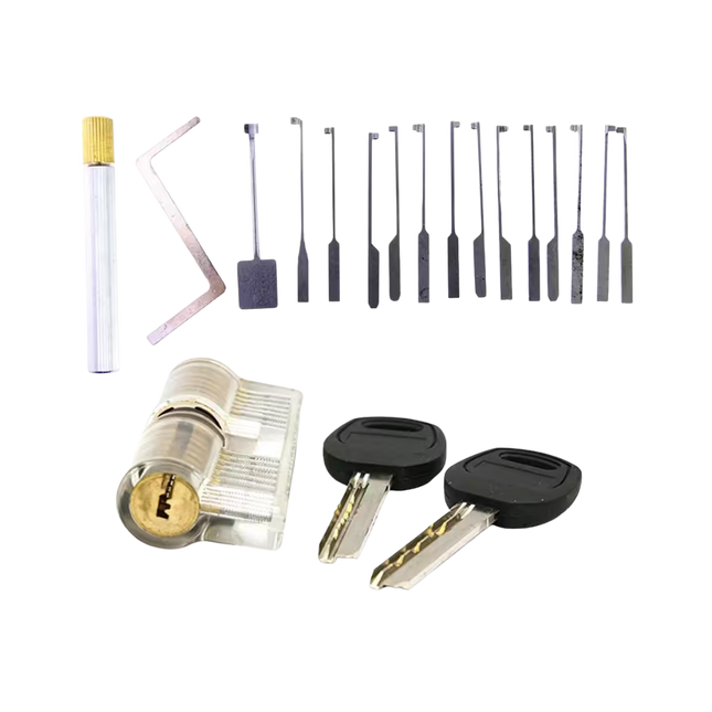 Goso 17-teiliges Dimple-Lockpick-Set – Inklusive transparentem Übungsschloss (Anfänger)