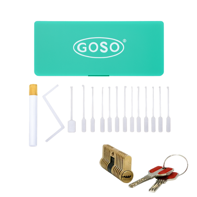 Goso 17-teiliges Dimple-Lockpick-Set – Inklusive transparentem Übungsschloss (Pro)