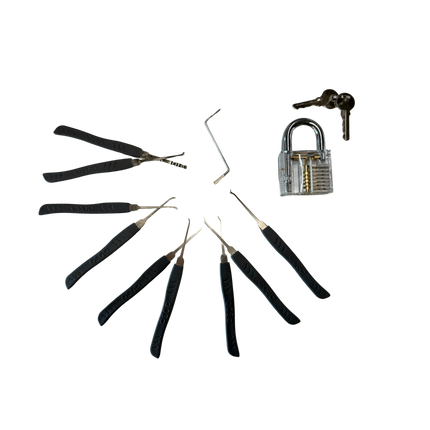 Goso 10-teiliges Lockpick-Set mit transparentem Übungsschloss