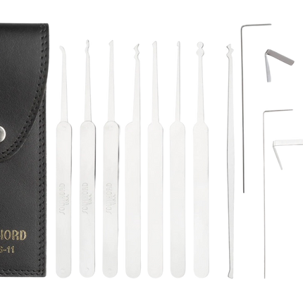 SouthOrd MPXS-11 – 11-teiliges Lockpick-Set – Professionelles Set mit Lederetui
