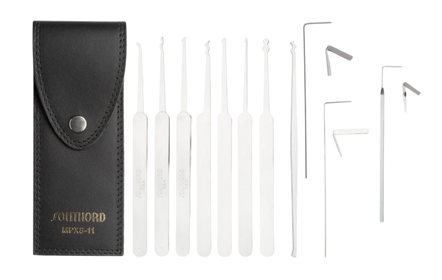 SouthOrd MPXS-11 – 11-teiliges Lockpick-Set – Professionelles Set mit Lederetui