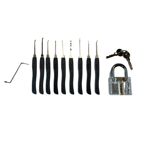 Goso 10-teiliges Lockpick-Set mit transparentem Übungsschloss