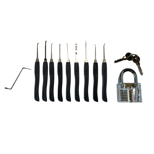 Goso 10-teiliges Lockpick-Set mit transparentem Übungsschloss