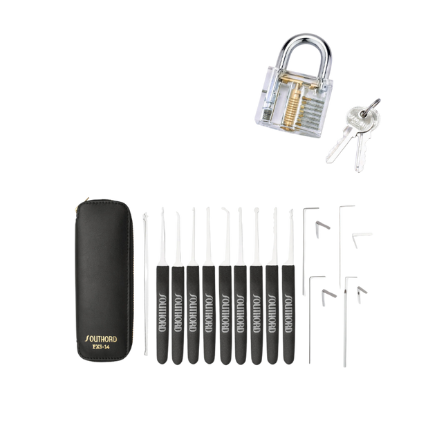 Southord PXS-14 Lockpick-Set mit transparentem Übungsschloss!